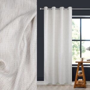 Perdea decorativă crem cu detalii din fir maro, 140x260 cm, cu filtru de lumină, cu inele, pentru living, dormitor, bucătărie - Design interior