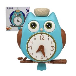 Fürdőjáték Bagoly órával, 2 éves kortól, tapadókoronggal, műanyag, 18,5x25x7 cm, narancssárga/kék, Narancssárga