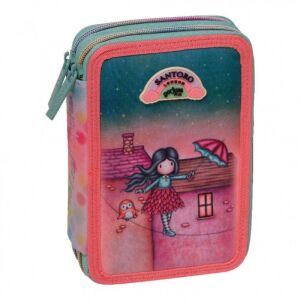 Trusa de creioane Santoro Gorjuss Light As a Feather cu conținut, cu un design colorat al unei fete cu o umbrelă - Penare