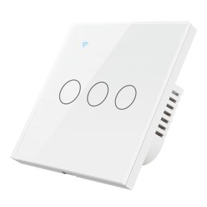 Tuya Smart Life 3-fach Wi-Fi Lichtschalter, weiße Glasplatte - Schalter