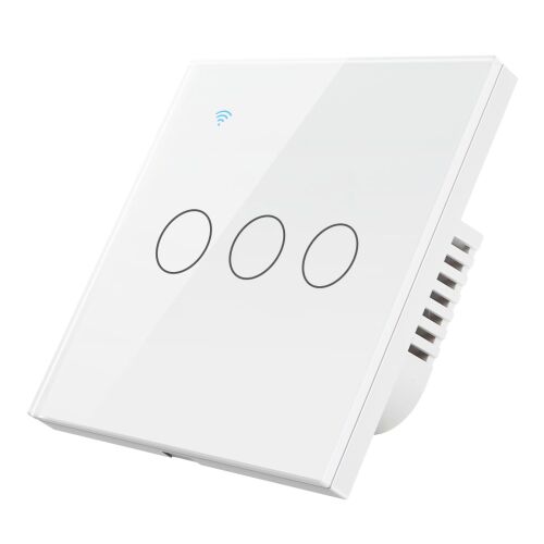 Tuya Smart Life 3-fach Wi-Fi Lichtschalter, weiße Glasplatte