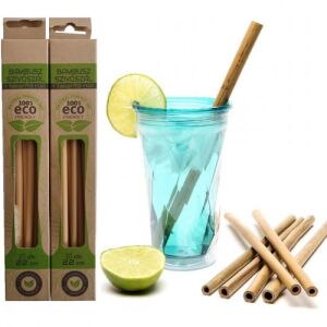 20 db Bambusz Szívószál Tisztítóval, Környezetbarát Újrafelhasználható Ivószálak - Szívószál