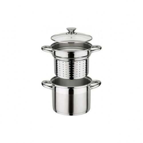 Zurrichberg 3 részes rozsdamentes acél tésztafőző készlet szűrővel és üveg fedővel