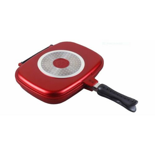 Bachmayer Dupla Grill Serpenyő, piros, zárt állapotban