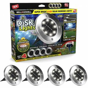 Bell+Howell Disk Lights 4 darabos napelemes LED talajlámpa csomagolása - Bell Howell