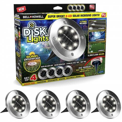 Bell+Howell Disk Lights 4 darabos napelemes LED talajlámpa csomagolása
