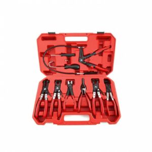 KrafTech 9 részes vízcső bilincsfogó készlet piros tokban - KrafTech