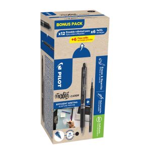Rollertoll 0,5mm, törölhető Pilot Frixion Clicker GreenPack, 12 toll + 12betét, írásszín fekete 125467239 - Toll