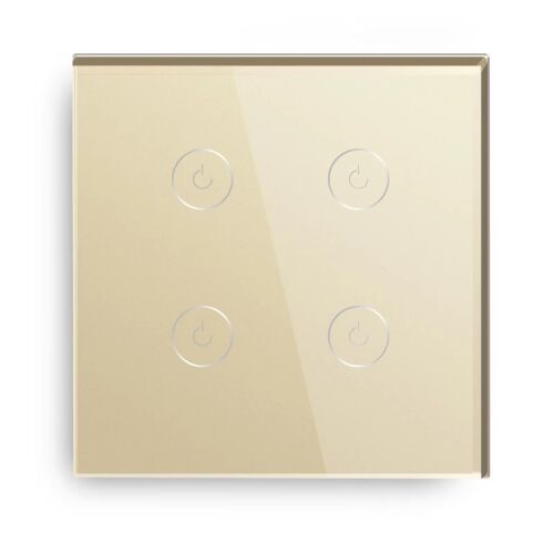 Tuya Smart Life 4-fach Smart Lichtschalter, Gold gehärtetes Glas Panel