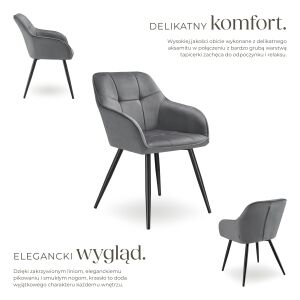 Stolička Marilyn, zamatový vzhľad, prešívaná 137372980 - TecTake Jedálenská stolička