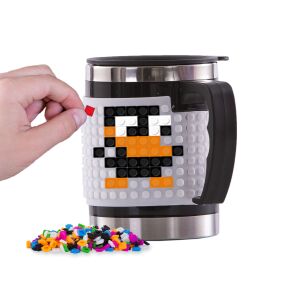 Pixie Crew Thermobecher mit anpassbarem Silikonpanel, mit Pinguin-Design, 400 ml, Edelstahl und Silikon, mehrfarbig - Tassen