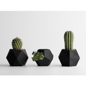 3er-Set Sani-Töpfe, Atina, 104 x 119 x 80 / 110 x 105 x 80 / 99 x 94 x 80 mm, Mattschwarz 125472805 - Übertöpfe