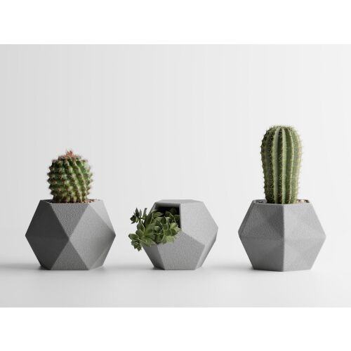 3 db Sani edény készlet, Atina, 104 x 119 x 80 / 110 x 105 x 80 / 99 x 94 x 80 mm, világosszürke matt