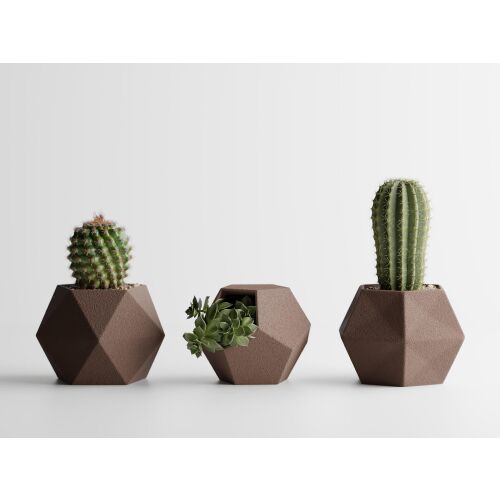 3 db Sani edény készlet, Atina, 104 x 119 x 80 / 110 x 105 x 80 / 99 x 94 x 80 mm, sötétbarna matt