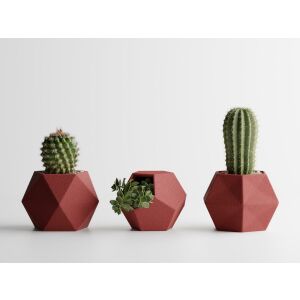 Комплект 3 саксии  Sani, Atina, 104 x 119 x 80 / 110 x 105 x 80 / 99 x 94 x 80 мм, тъмночервен мат 125472844 - Градинарство