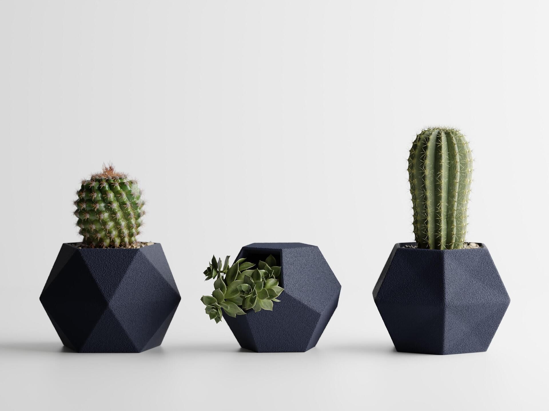 3er-Set Sanitöpfe, Atina, 104 x 119 x 80 / 110 x 105 x 80 / 99 x 94 x 80 mm, Dunkelblau Matt