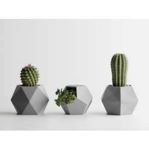 Комплект от 3 саксии Sani, Atina, 104 x 119 x 80 / 110 x 105 x 80 / 99 x 94 x 80 мм, сребро 125472861 - Градинарство