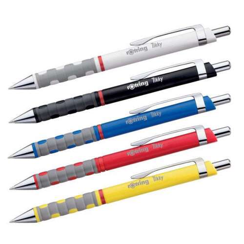 Kugelschreiber schwarzer Korpus, rotring tikky iii, Schreibfarbe blau