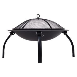 VESUV tűzrakóhely szikrafogóval és grillráccsal, fekete acél, 48 cm átmérő - Cattara