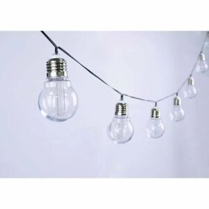 Napelemes fényfüzér 10 izzóval, 3,8 méter hosszú, fehér színben - Nonbrand Fényfüzér