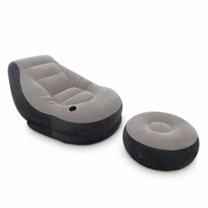 Fotelkészlet lábtartóval, felfújható, méretek 99x130x76cm, szürke