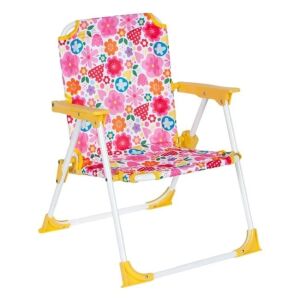 Krzesło dziecięce, metalowe, wzór kwiatowy, wymiary 37x35x46cm, wielokolorowe 125485407 - Meble ogrodowe