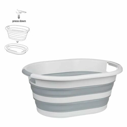 Lighean pliabil, cu manere, capacitate 38L, alb-gri 125485433