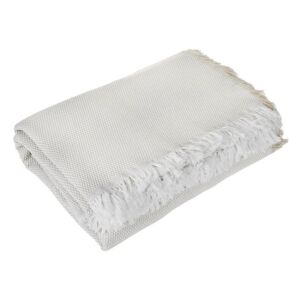 Krém és fehér ágytakaró fehér rojtokkal, 230x180 cm - Ágytakaró