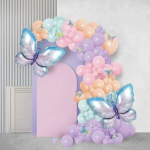Dekoratív Party szett pasztell lufikkal, pillangókkal, 140db