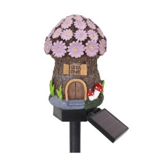 Solarbetriebene Gartenleuchte zum Einstecken, Pilzhaus, MG-08, solarbetriebene Gartenleuchte, Pilzhaus, mit Blumendetails - Solarlaterne