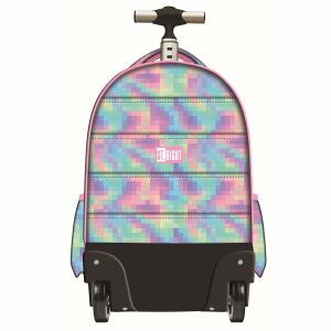 Batoh ST.Right Trolley, Kolekcia Pastel Pixels, TB01, Ružová, so silikónovými kolieskami - Školské tašky