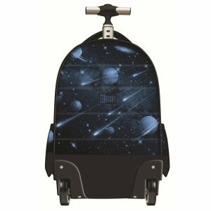 Batoh na kolieskach ST.Right, kolekcia NASA Planets, TB01, so silikónovými kolieskami, čierny s modrým vesmírnym vzorom - Školské tašky