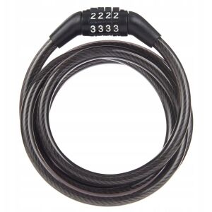 Kódos kerékpárzár, 100 cm, 4 számjegyű kód, acél és szilikon, fekete 125497699 - Kerékpár zár