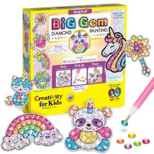 Gyémánt mozaik hímző szett gyerekeknek, változatos kivitelben, tartozékokkal, többszínű