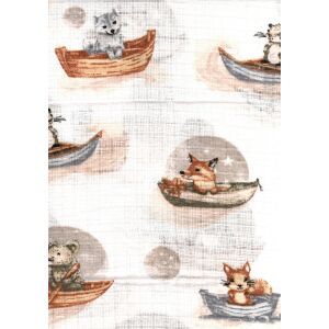 Mintás textil pelenka 1db-os - kis állatok a csónakba 125503930 - Textil pelenka