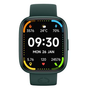 Smartwatch EcoWatch 6, zielony, z aktywnym wyświetlaczem pokazującym czas, datę, kroki, tętno, pogodę i poziom naładowania baterii - Inteligentne urządzenie