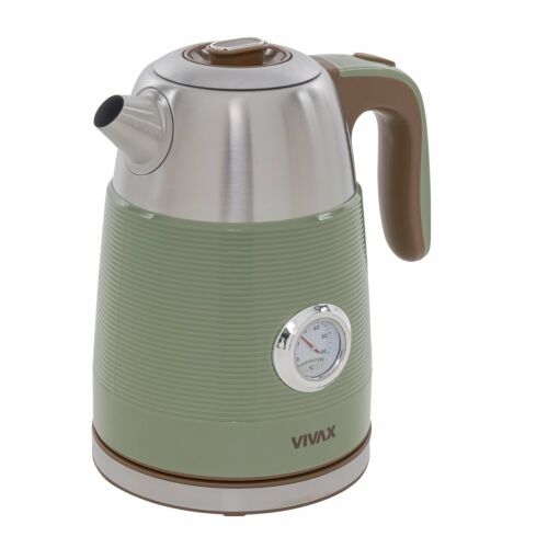 Vivax WH-170RS elektromos vízforraló, 1,7 liter, zöld, rozsdamentes acél, hőmérővel