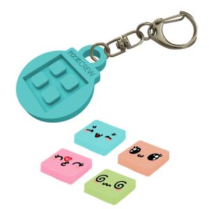 Set de brelocuri Pixi Crew, turcoaz, cu fețe emoji interschimbabile - Brelocuri