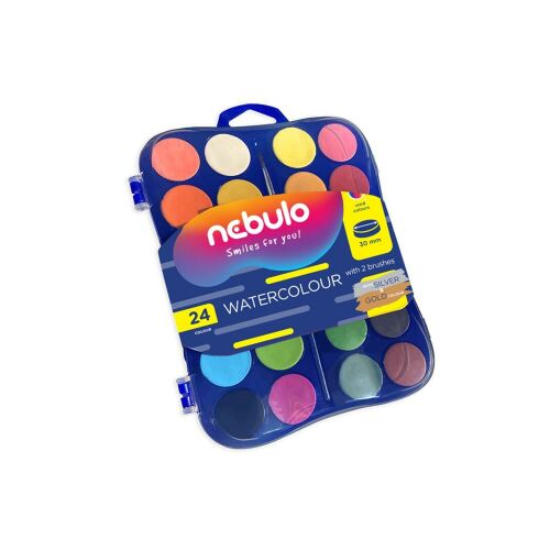 Vízfesték készlet, 24 db-os, 30mm festékgombokkal Nebulo 125509490