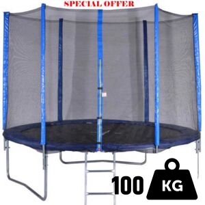 Spartan 305 cm trambulin védőhálóval és létrával, kék és fekete, 100 kg-os teherbírás - Szabadtéri játék és felszerelés