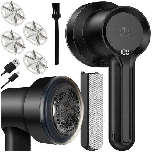 Ruhhy 25559 vezeték nélküli ruhaborotva: Teljes készlet borotvával, 4 pengével, tisztítókefével, szöszgyűjtővel, USB-C kábellel és tárolódobozzal