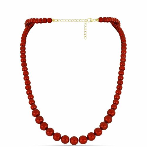 Arannyal Bevont Ezüst Nyaklánc Vörös Édesvízi Gyönggyel, Y58385 125522708