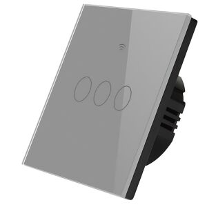 Tuya Smart Life 3-fach Smart Lichtschalter, graue Glasplatte - Schalter