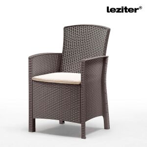 Scaun de grădină Leziter Lima taupe din ratan cu pernă - Fotolii și scaune de grădină
