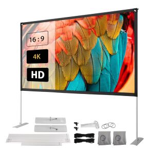 Ecran de proiecție BlitzWolf® BW-VS6 de 120 inci cu suport, rezoluție 4K, raport de aspect 16:9, pliabil, fără cute, instalare ușoară - BlitzWolf