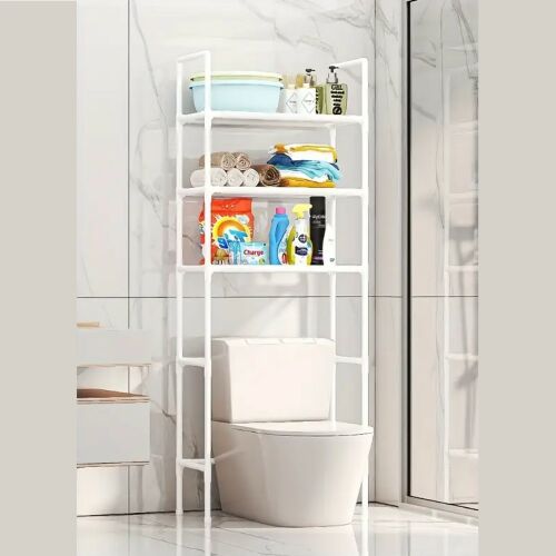 Polička na toaletu a kúpeľňu so stabilnou konštrukciou, veľká kapacita, protišmykové nožičky - biela 125524820