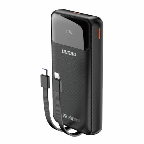 Powerbank Dudao K15Pro 20000mAh 22.5W PD USB-C / USB-A / beépített Lightning és USB-C kábelek – fekete 171780597 - Külső akkumulátor és powerbank