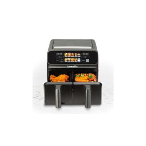 Bewello Olaj nélküli fritőz XXL, 8L kapacitás, 2 kosár, fekete, digitális érintőkijelző, csirke és zöldség sütés - Bewello