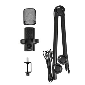 Profesjonalny mikrofon USB Aiwa PDMA-10 z amortyzacją, filtrem pop i ramieniem - Mikrofon