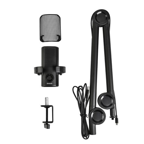 Profesionálny USB mikrofón Aiwa PDMA-10 s tlmičom nárazov, pop filtrom a ramenom